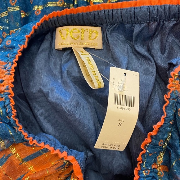 NWT Verb by Pallavi Singhee Nora Maxi Dress in Blue Motif Size 8 - Picture 12 of 16